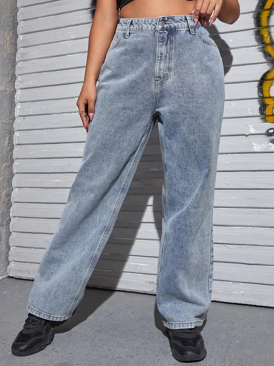 

Kotty Women Jean Wide Leg High-Rise Heavy Fade Stretchable Jeans, Blue