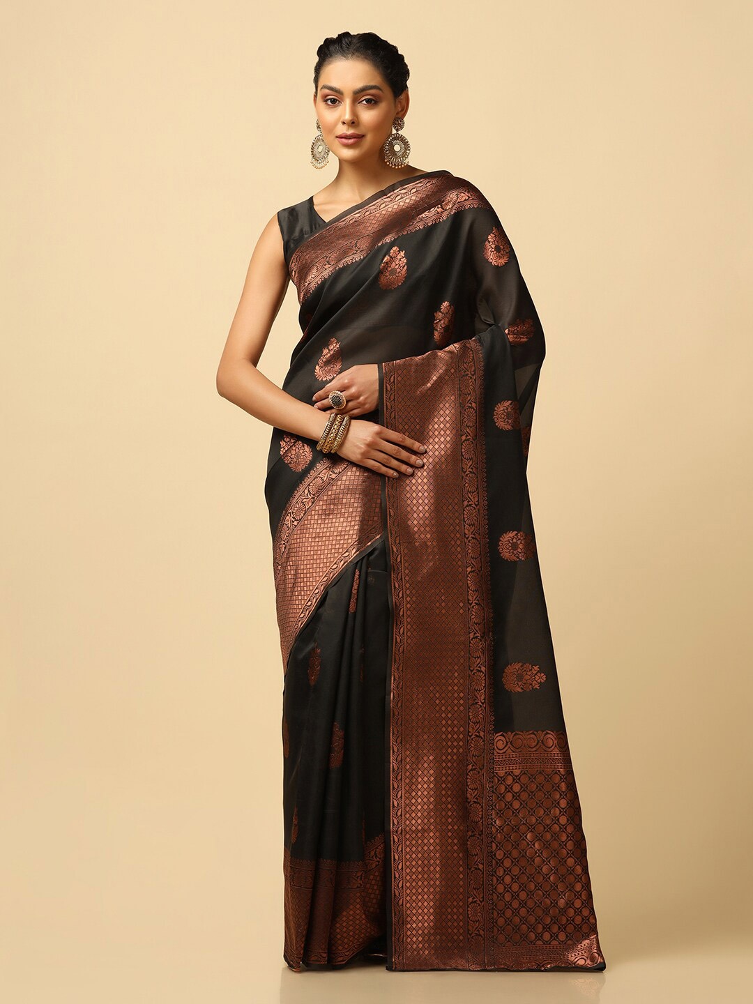 

KALINI Woven Design Zari Banarasi Saree, Black