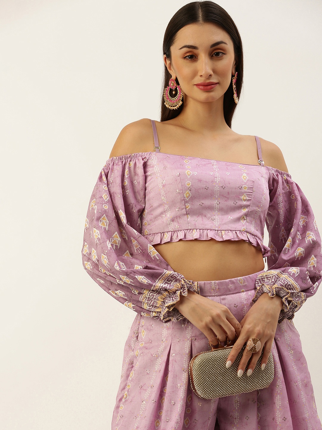 

Ethnovog Ethnic Motifs Printed Co-Ords, Mauve