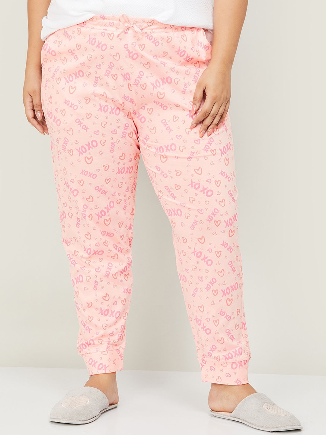

Nexus by Lifestyle Women Plus Size Printed Mid-Rise Pure Cotton Lounge Pants, Rose