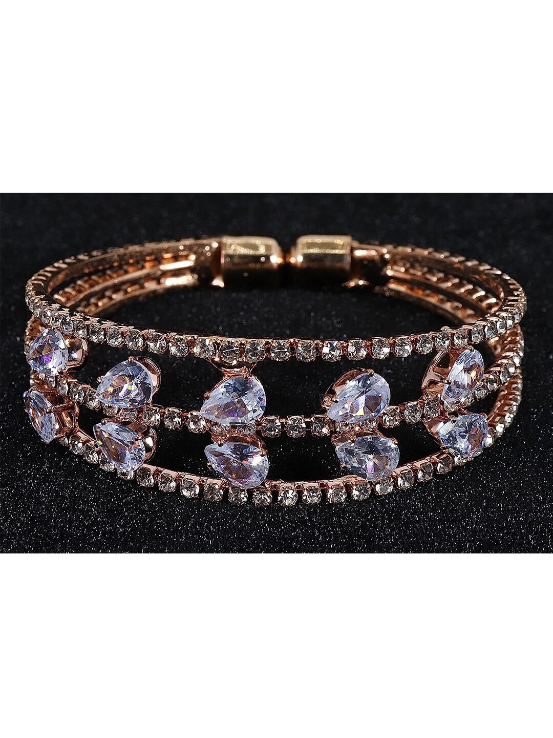 

NMII Women Gold-Plated American Diamond Kada Bracelet