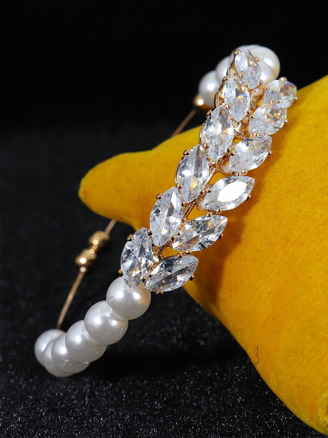 

NMII Women Gold-Plated American Diamond Bangle-Style Bracelet