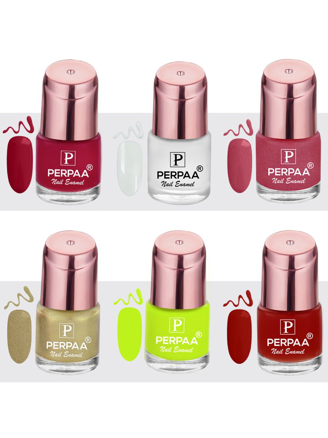 

PERPAA Set Of 6 Super Stay Quick-Drying Gel Based Nail Polishes - 6ml Each, Pink