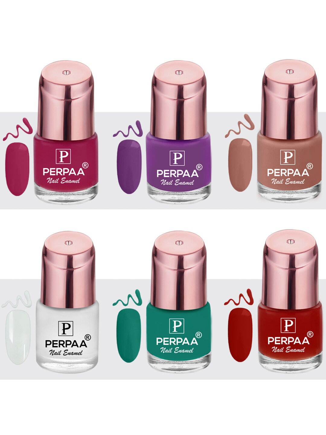 

PERPAA Set Of 6 Super Stay Quick-Drying Gel Based Nail Polishes - 6ml Each, Purple