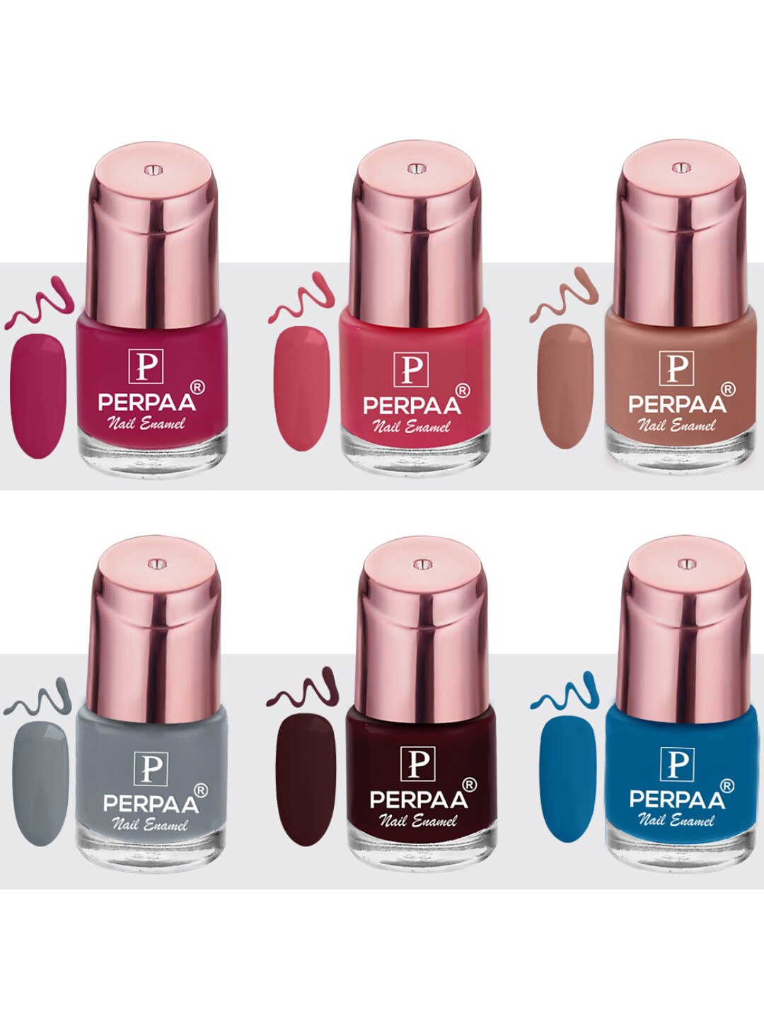 

PERPAA Set Of 6 Super Stay Quick-Drying Long-Lasting Gel Based Nail Polishes - 6ml each, Pink