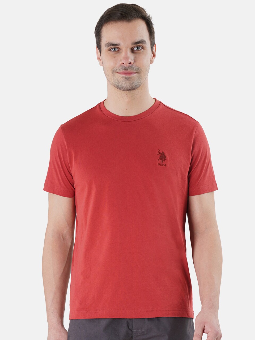 

U.S. Polo Assn. Embroidered Logo Pure Cotton Lounge T-Shirts, Red