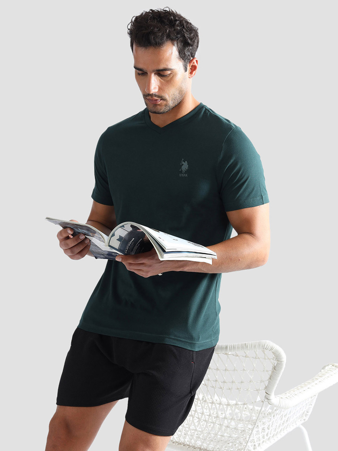 U.S. Polo Assn. Pure Cotton V-Neck Lounge T-shirt