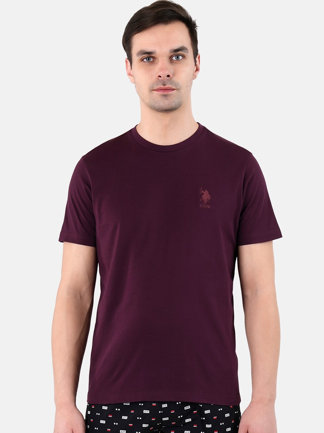 

U.S. Polo Assn. Embroidered Logo Pure Cotton Lounge T-shirts, Burgundy