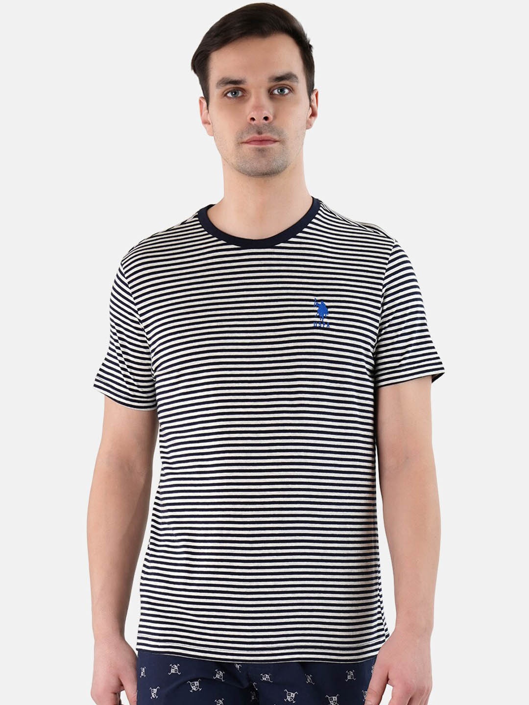 

U.S. Polo Assn. Striped Pure Cotton Lounge T-shirts, Grey