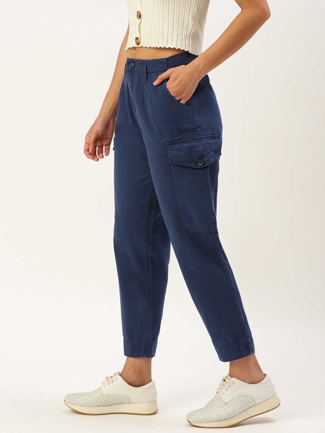 

IVOC Women Cotton Cargos Jeans, Navy blue
