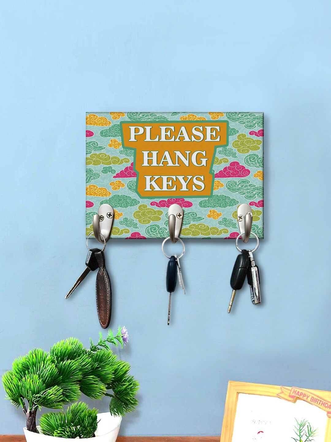 

999Store Green Printed Wall Hanging Key Holder