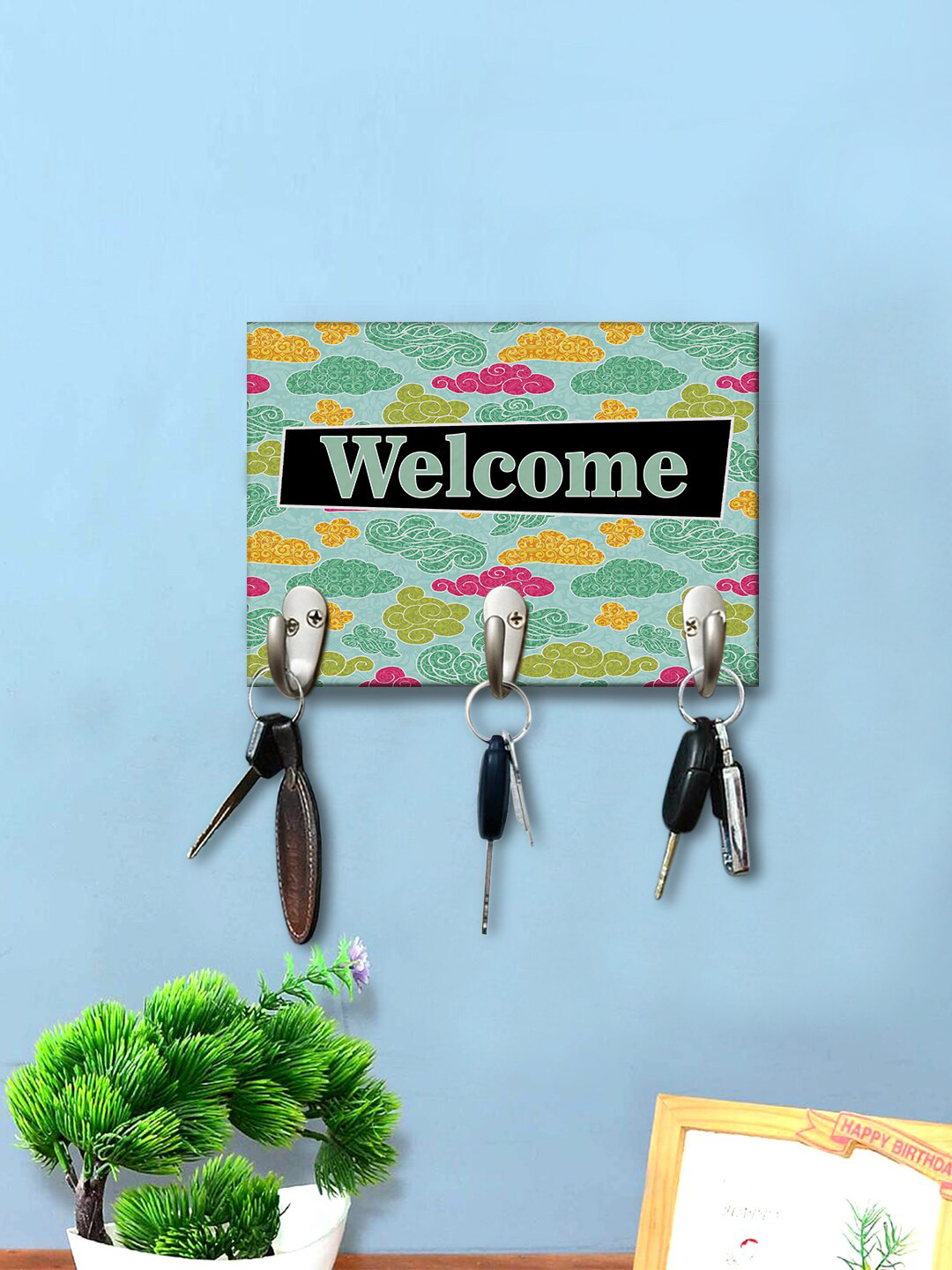

999Store Green Printed 3 Key Holder