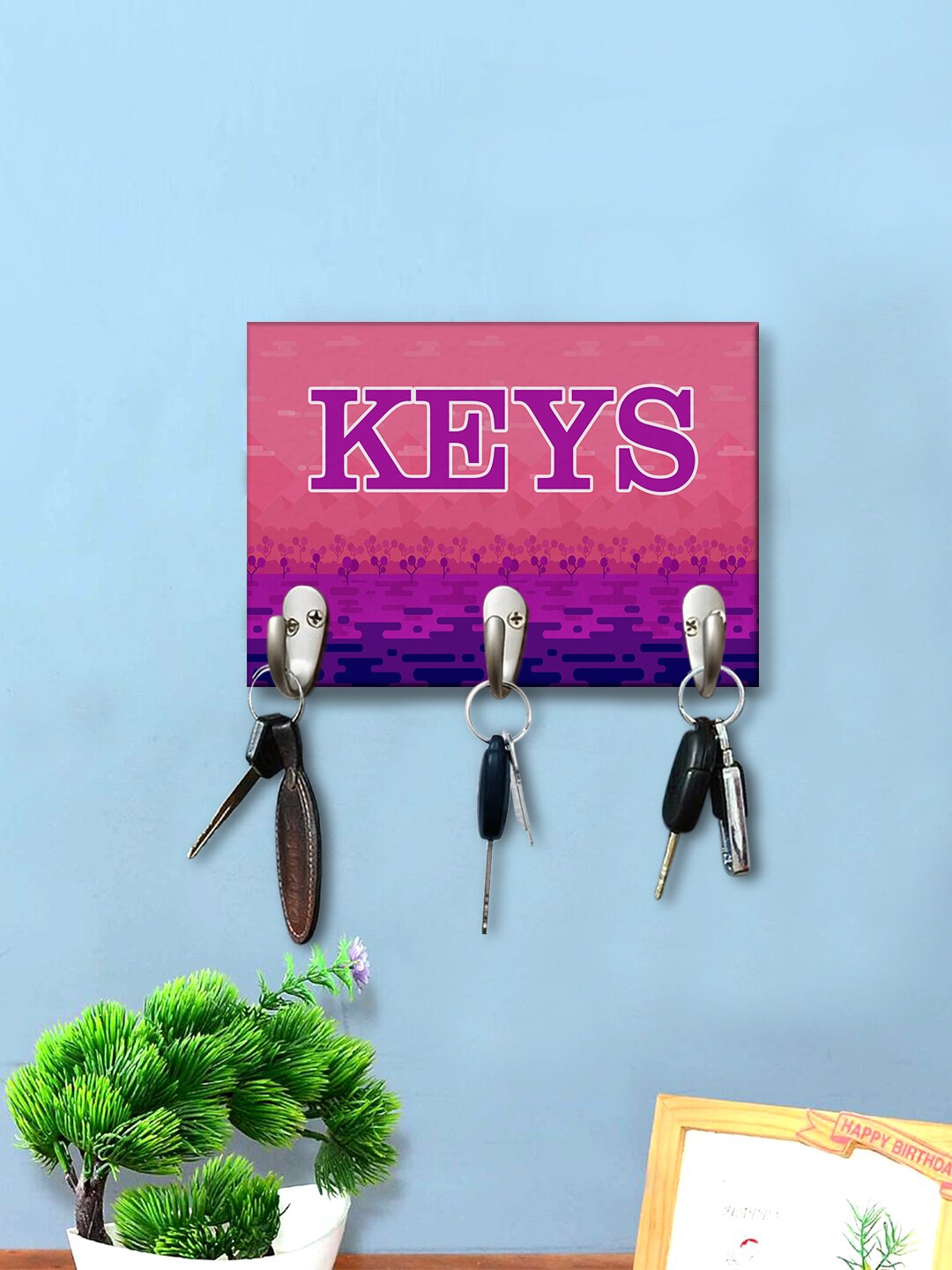 

999Store Red Printed Wall Hanging Key Holder