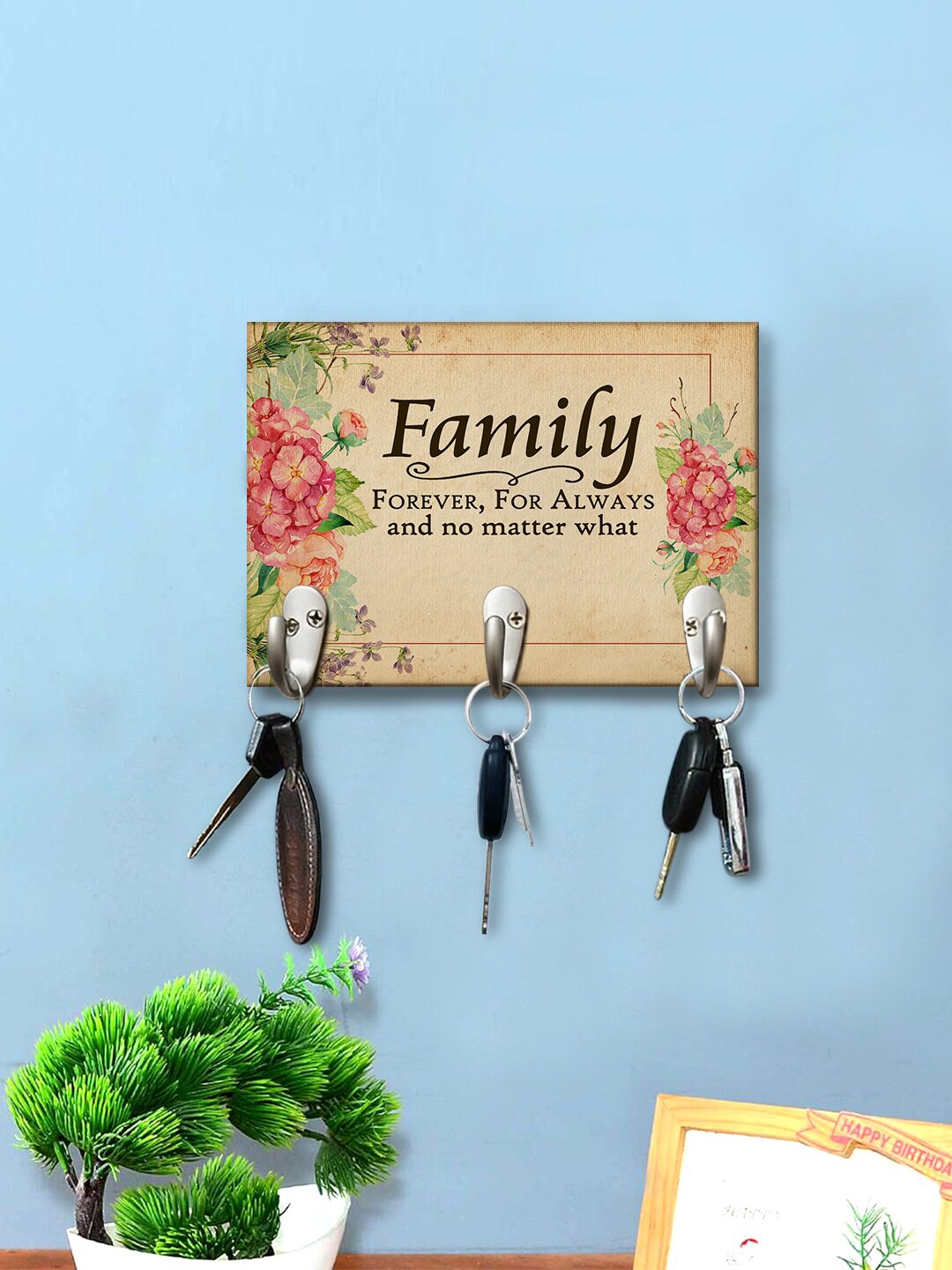 

999Store Brown & Black Printed Wall Hanging Key Holder