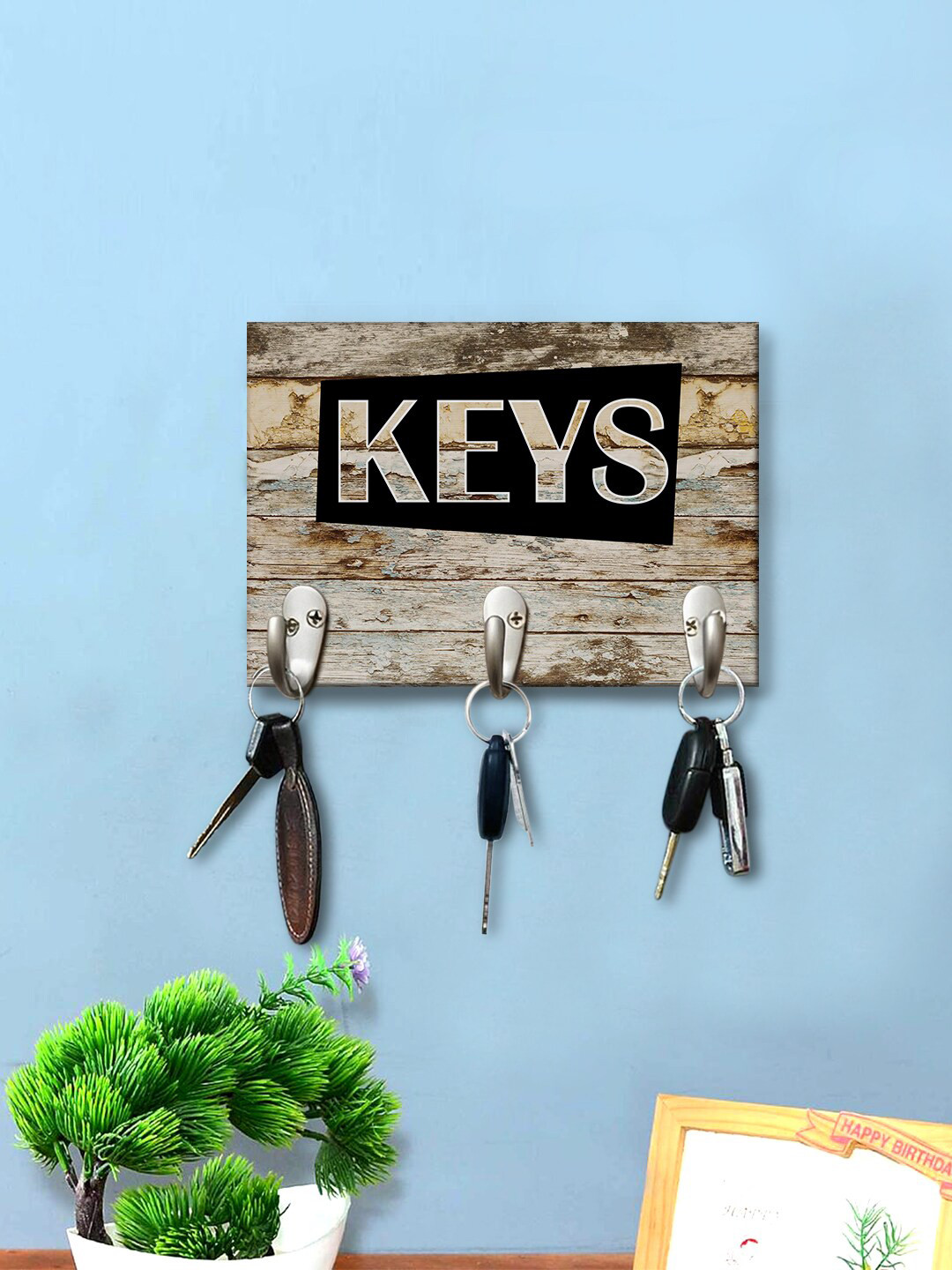 

999Store Brown & Black Printed Wall Hanging Key Holder