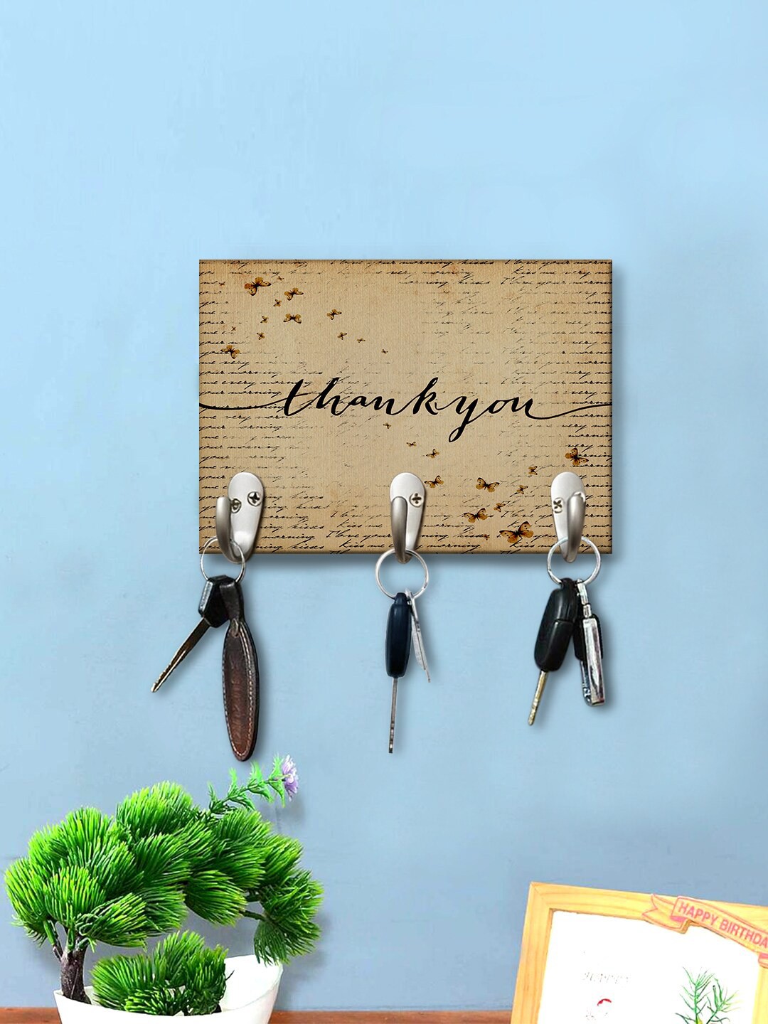 

999Store Brown & Black Printed Wall Hanging Key Holder