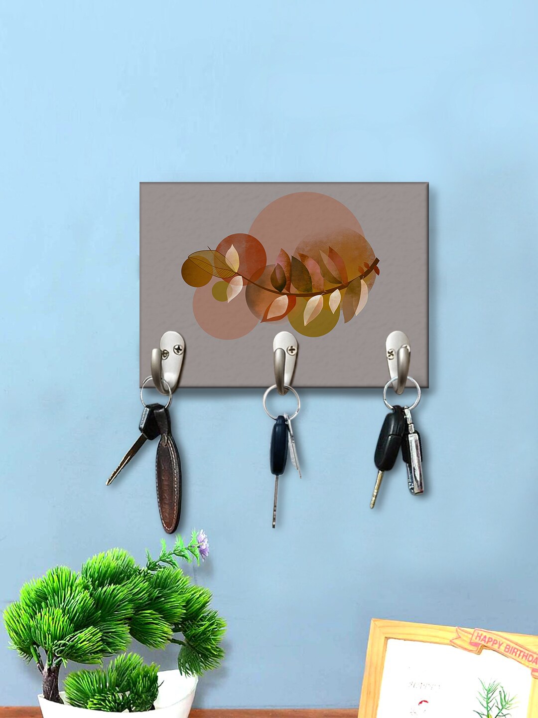 

999Store Brown & Grey Printed Wall Hanging Key Holder
