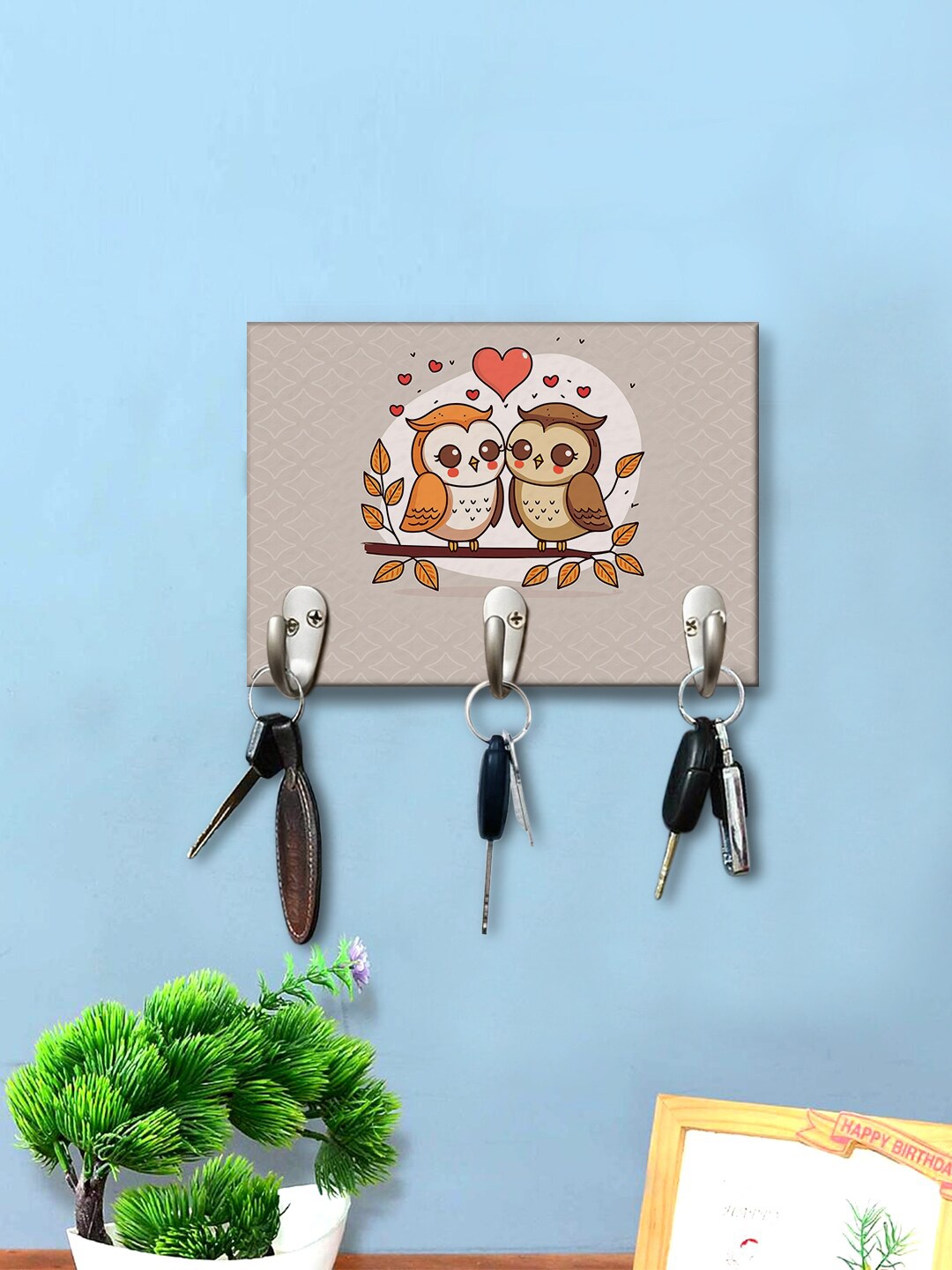 

999Store Brown & Grey Printed Wall Hanging Key Holder