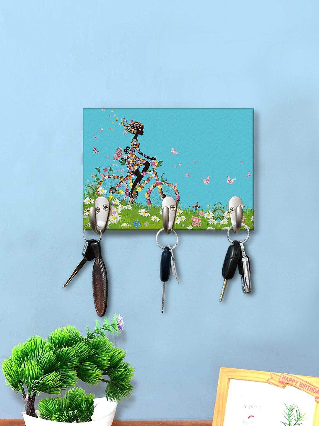 

999Store Blue & Green Printed Wooden Key Holders
