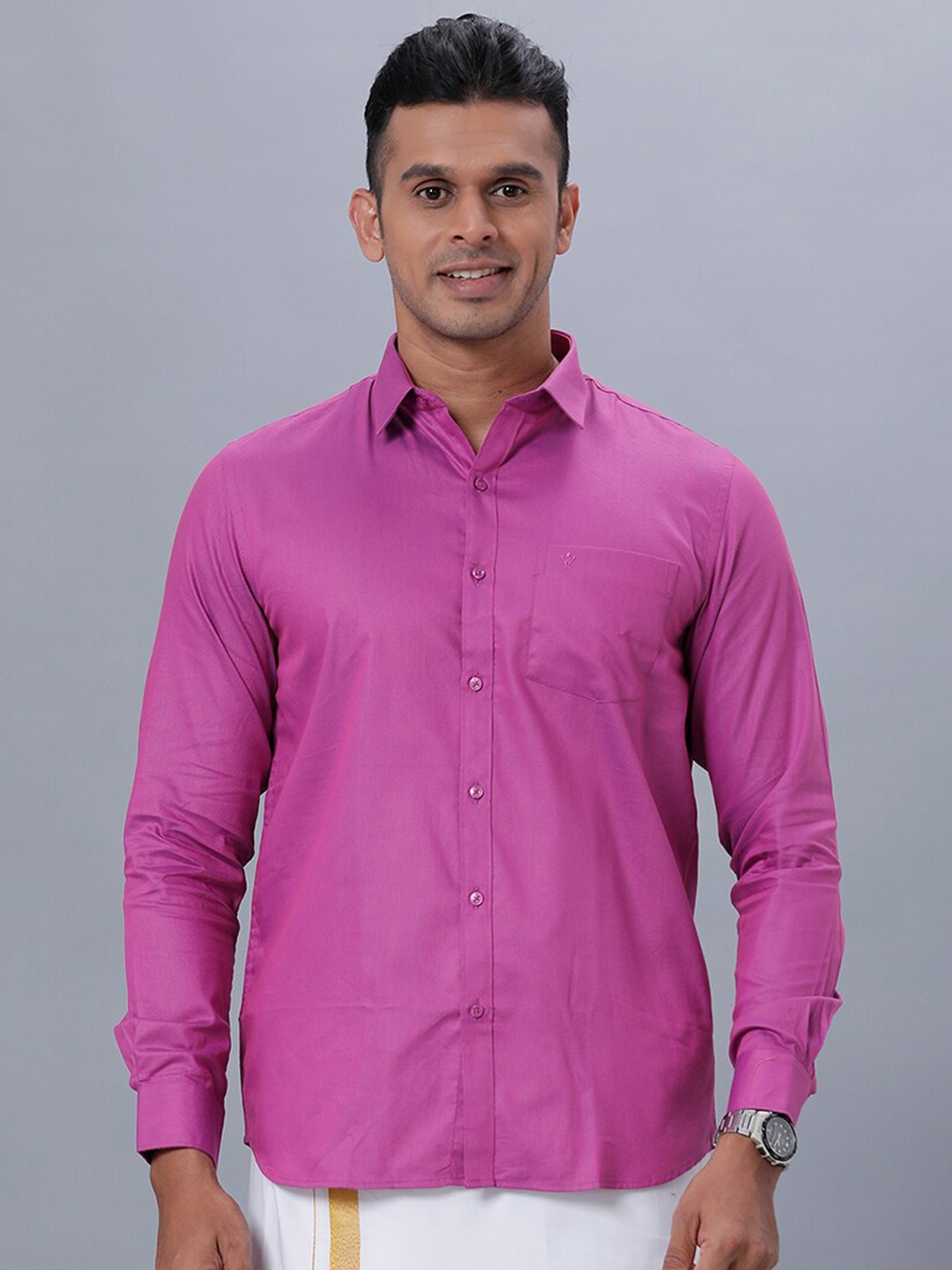 

Ramraj Spread Collar Pure Cotton Formal Shirt, Pink