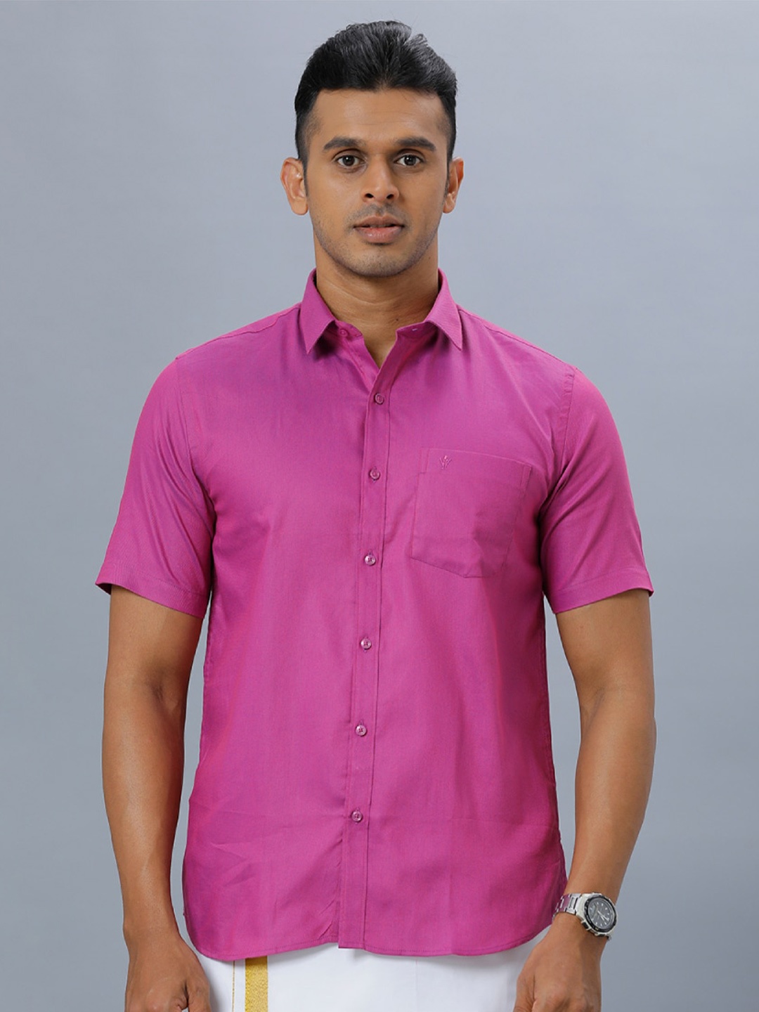 

Ramraj Spread Collar Pure Cotton Formal Shirt, Pink