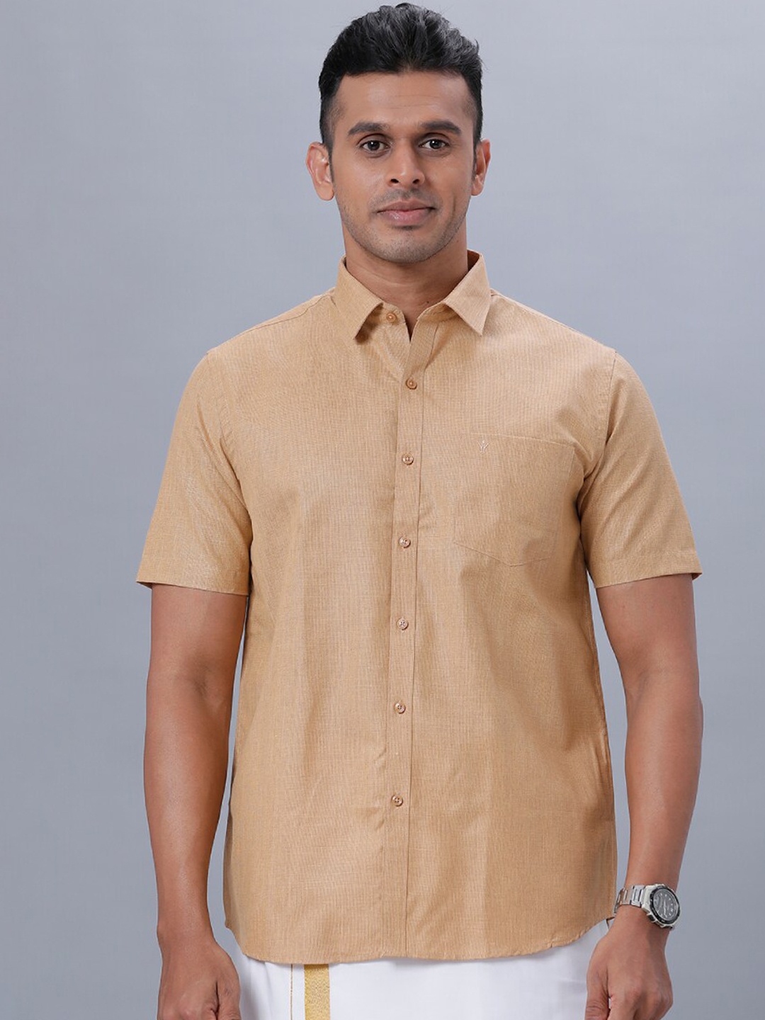 

Ramraj Spread Collar Pure Cotton Formal Shirt, Yellow