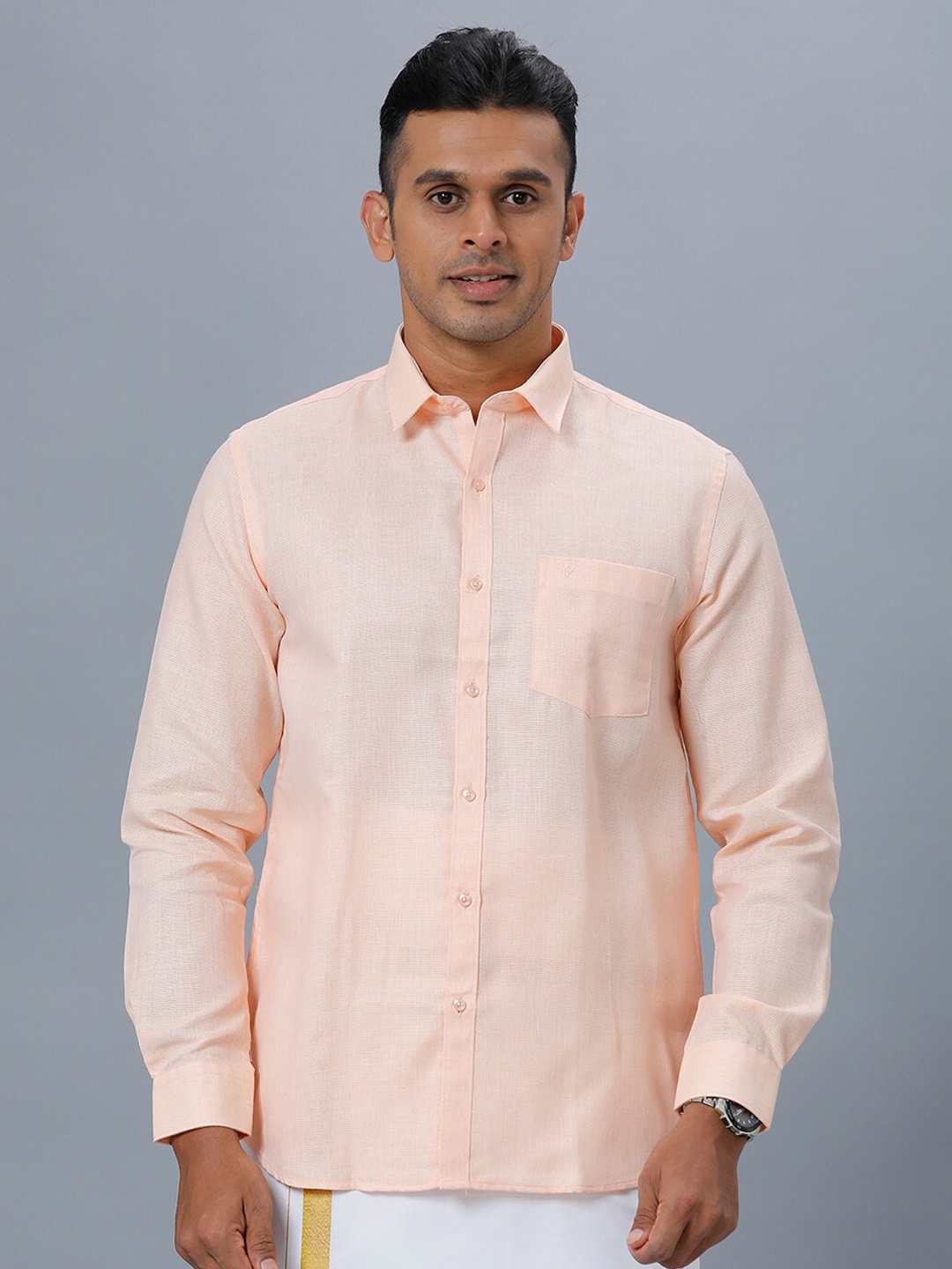 

Ramraj Spread Collar Pure Cotton Formal Shirt, Pink