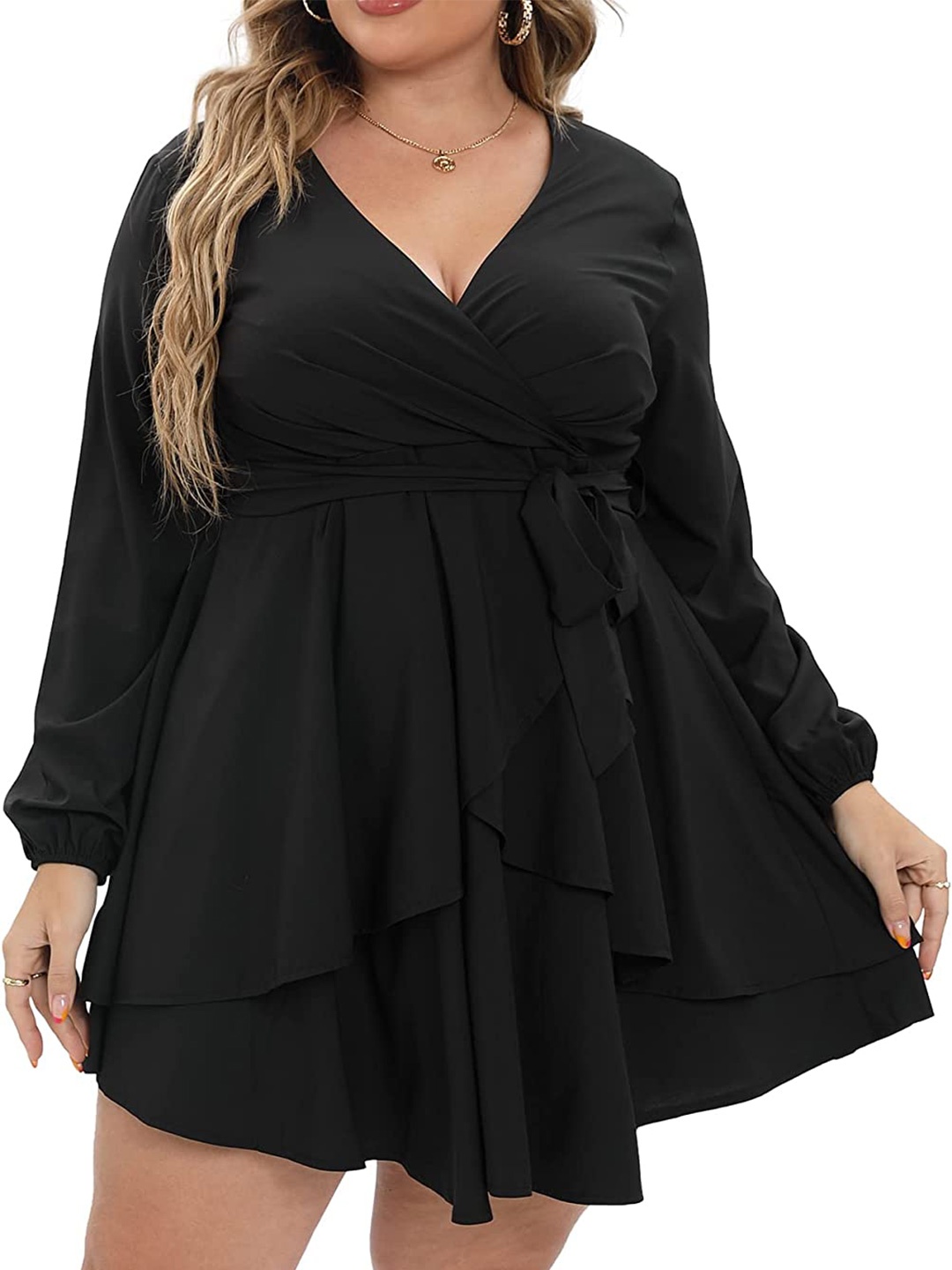

Samsara Couture Plus Size Scuba Fit & Flare Mini Dress, Black