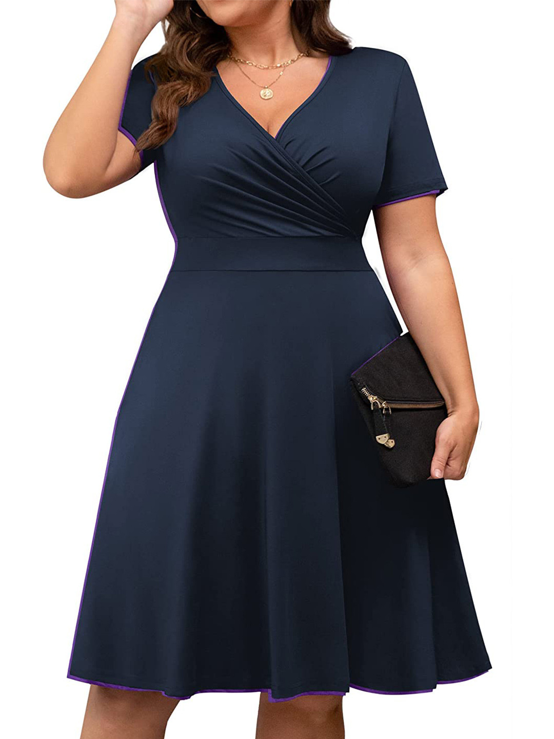 

Samsara Couture Plus Size Scuba Fit & Flare Dress, Navy blue
