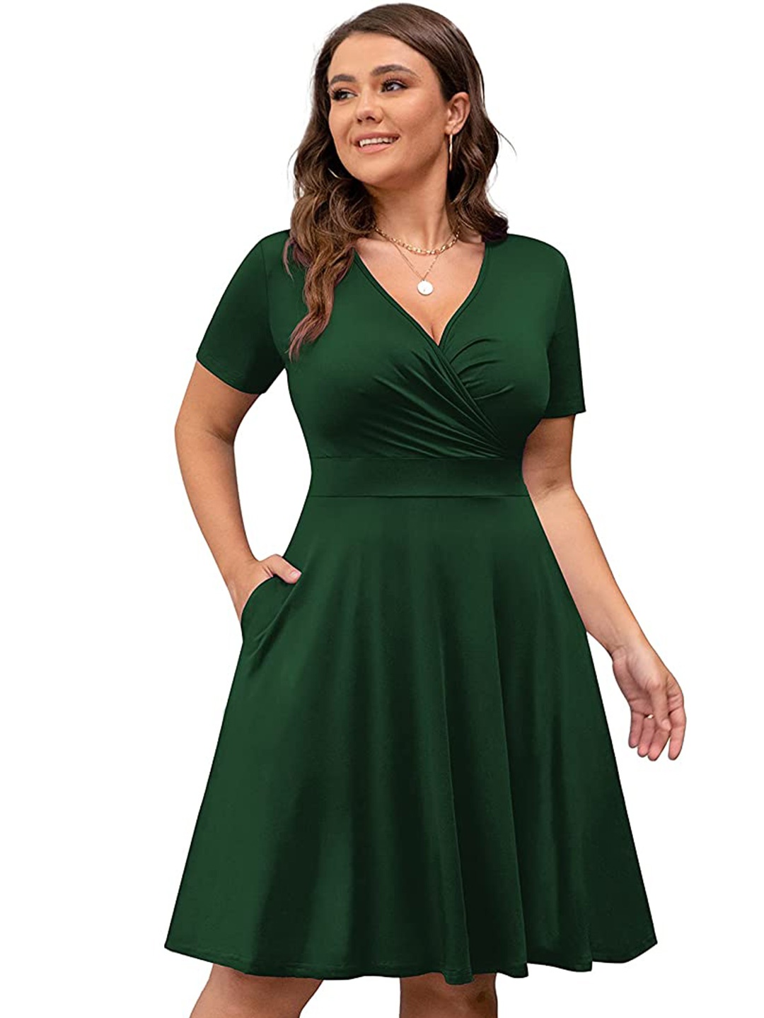 

Samsara Couture Scuba Fit & Flare Dress, Green