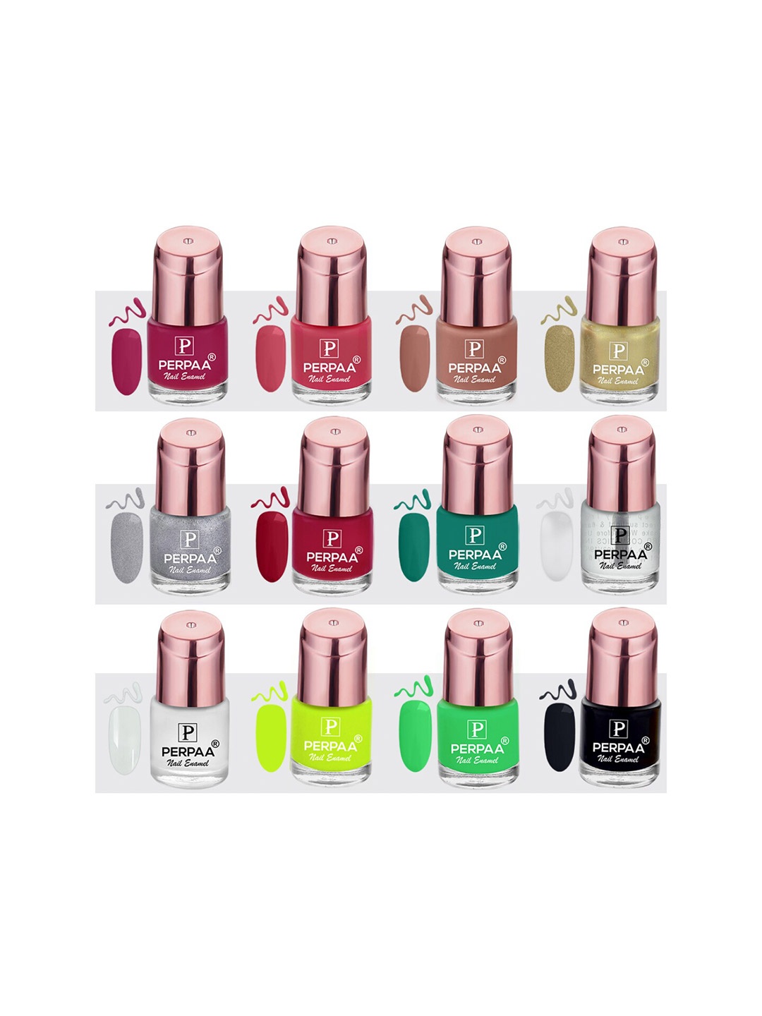 

PERPAA Set of 12 Super Stay Quick-Drying Long-Lasting Gel Nail Polish 6 ml each - Combo 02, Multi