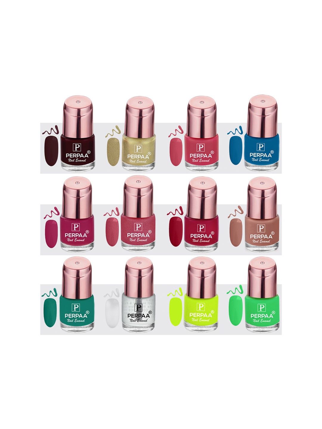 

PERPAA Set of 12 Super Stay Quick-Drying Long-Lasting Gel Nail Polish 6 ml each - Combo 08, Multi