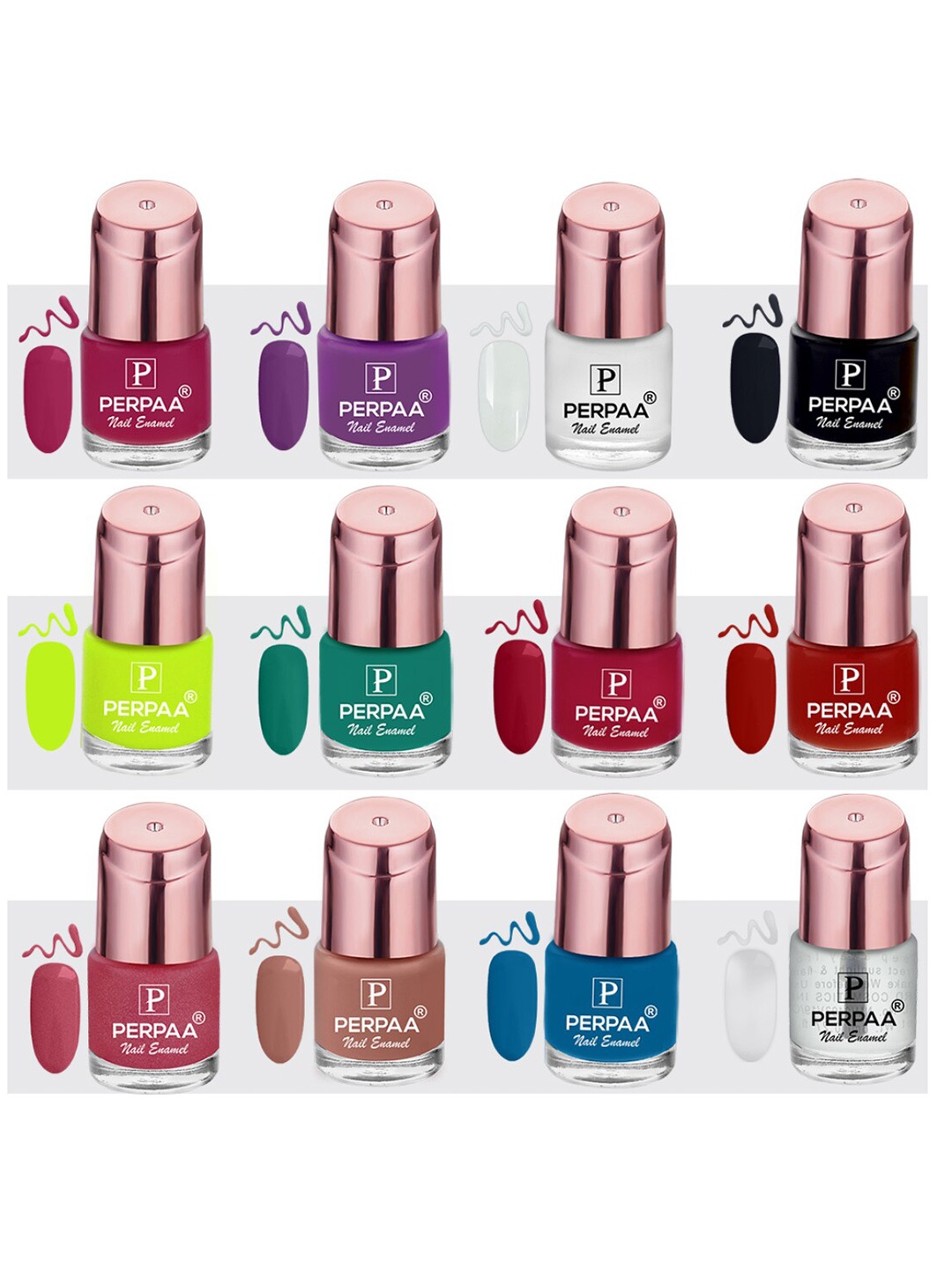 

PERPAA Set Of 12 Super Stay Quick-Drying Gel Based Nail Polishes 6ml Each - Combo 3, Multi