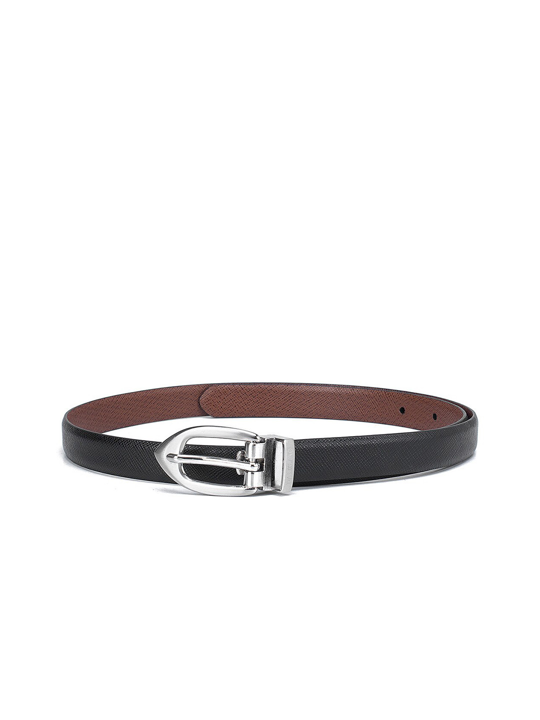 

Da Milano Women Textured Leather Formal Belt, Black