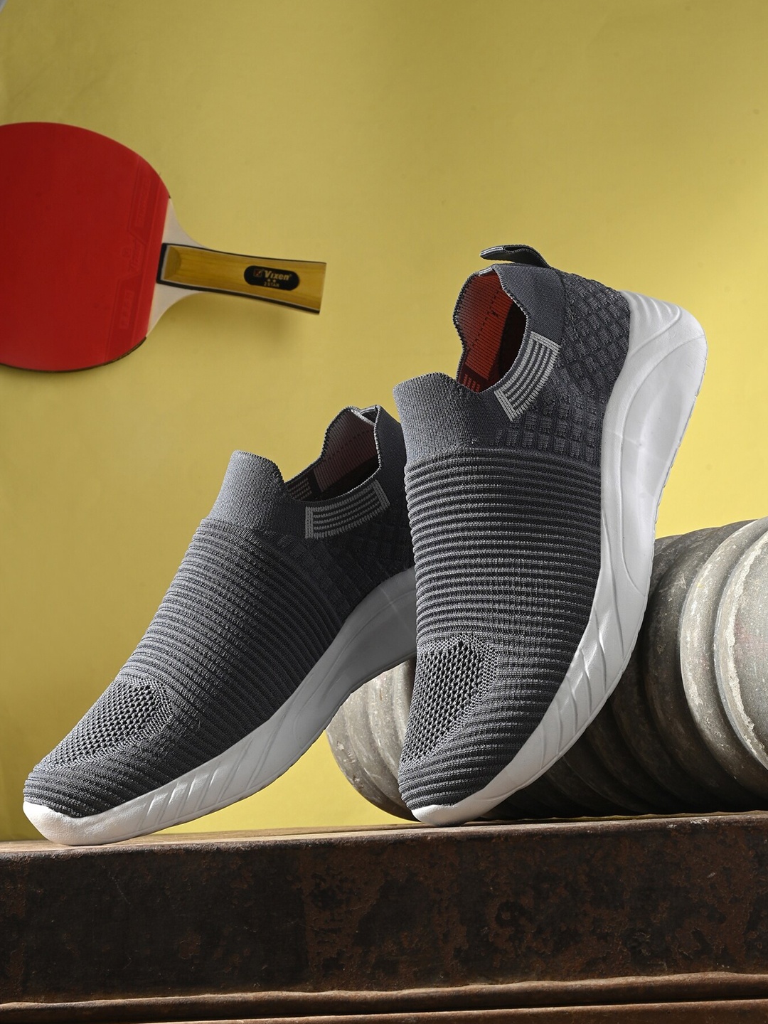 

Mast & Harbour Men Mesh Non-Marking Walking Shoes, Grey