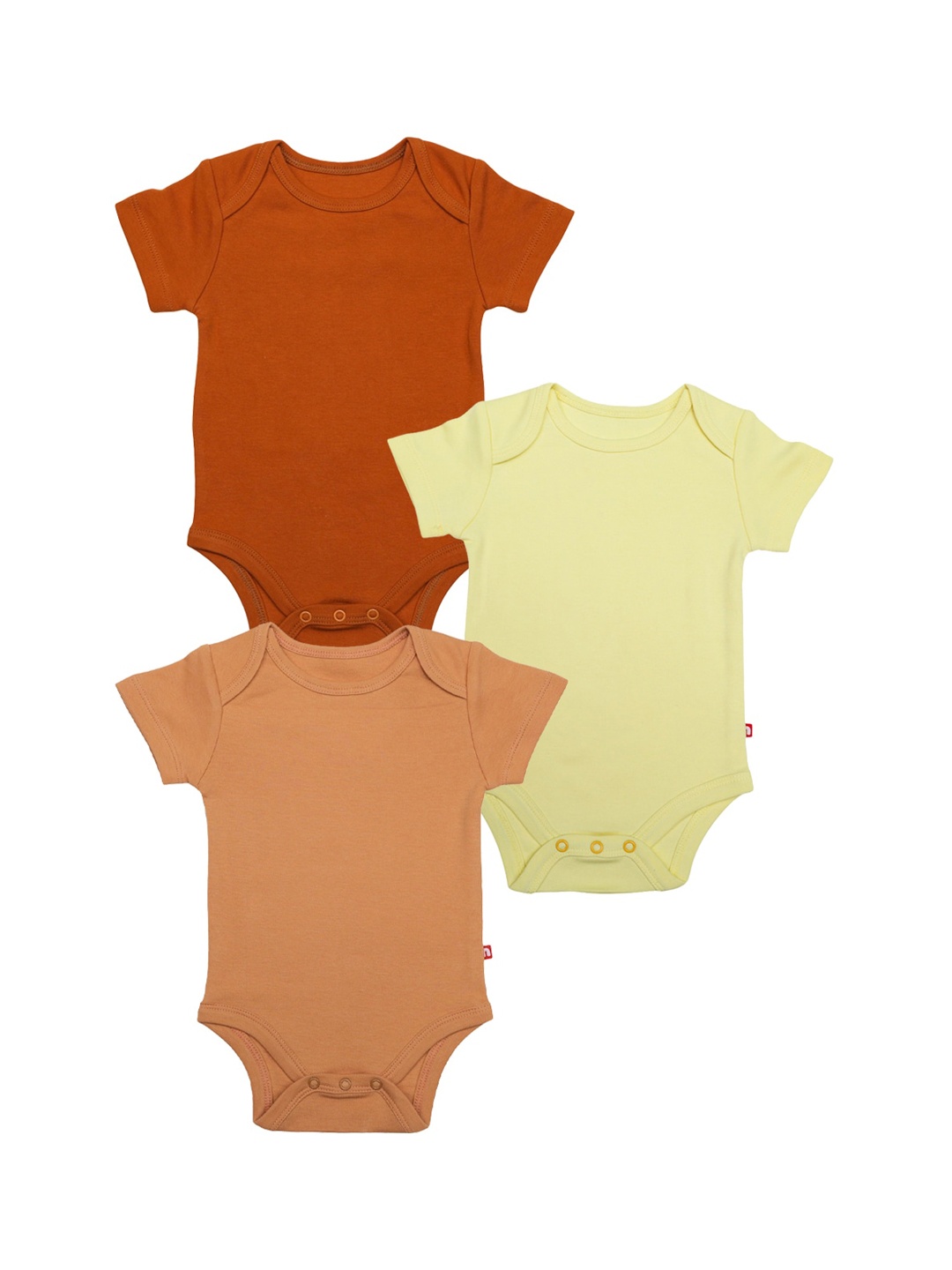 

Nino Bambino Pack Of 3 Organic Cotton Rompers, Coffee brown