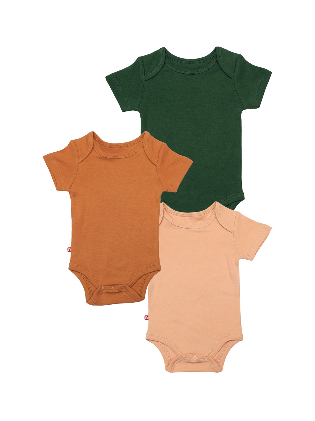 

Nino Bambino Infant Kids Set Of 3 Organic Cotton Rompers, Green
