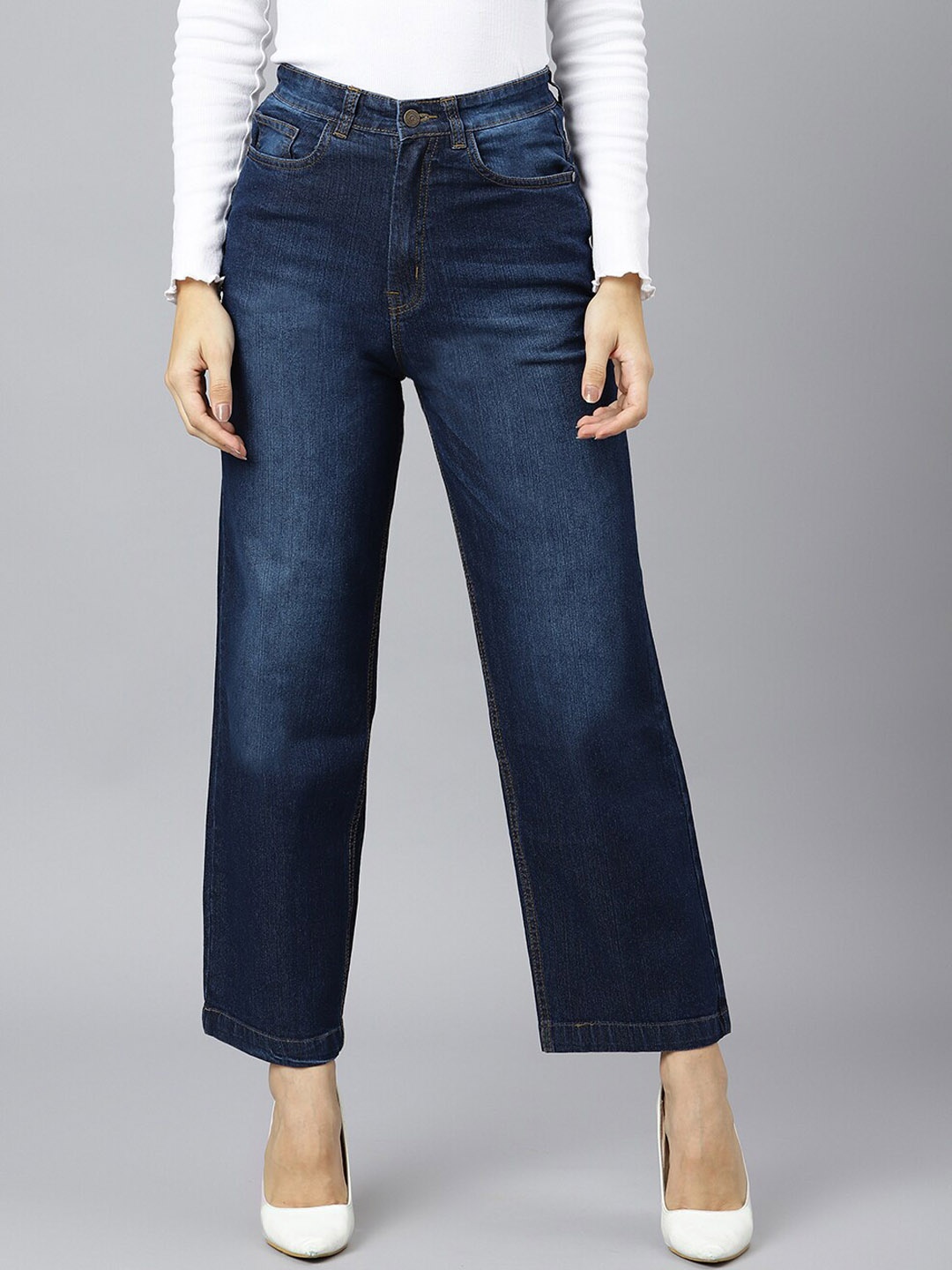 

GUTI Women Light Fade High-Rise Flared Stretchable Jeans, Blue