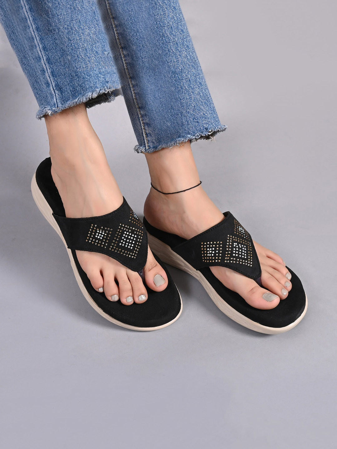 

Myra Embellished Comfort Heels, Black