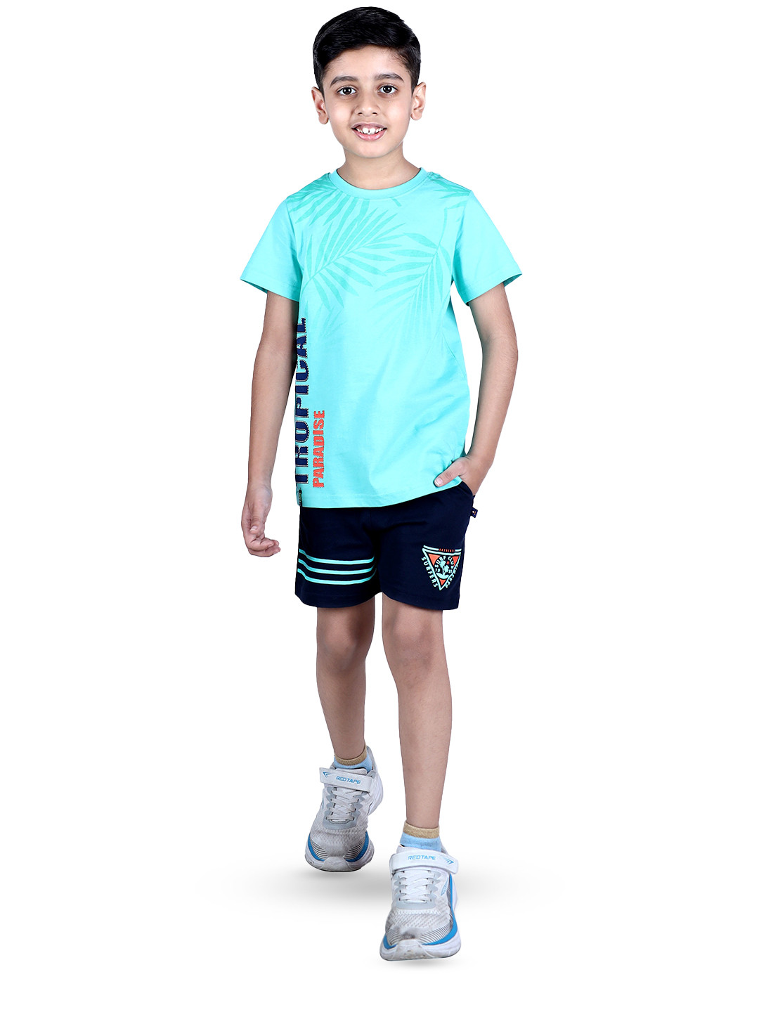 

3PIN Boys Printed Pure Cotton T-shirt with Shorts, Blue