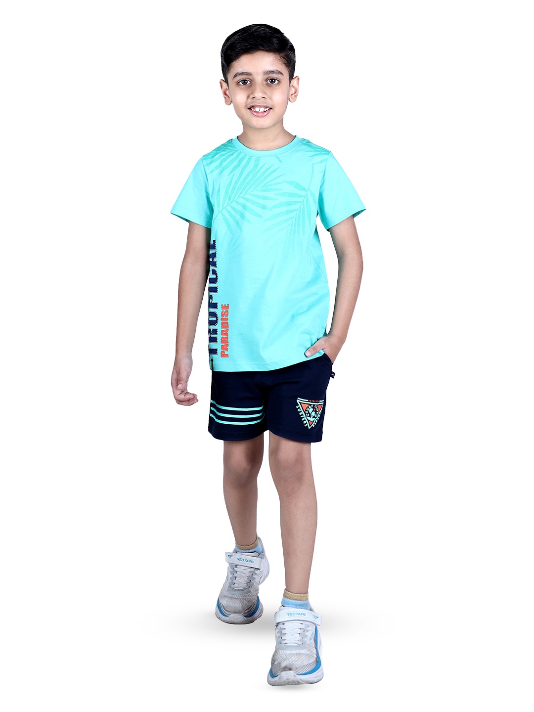 

3PIN Boys Printed Pure Cotton T-shirt with Shorts, Blue