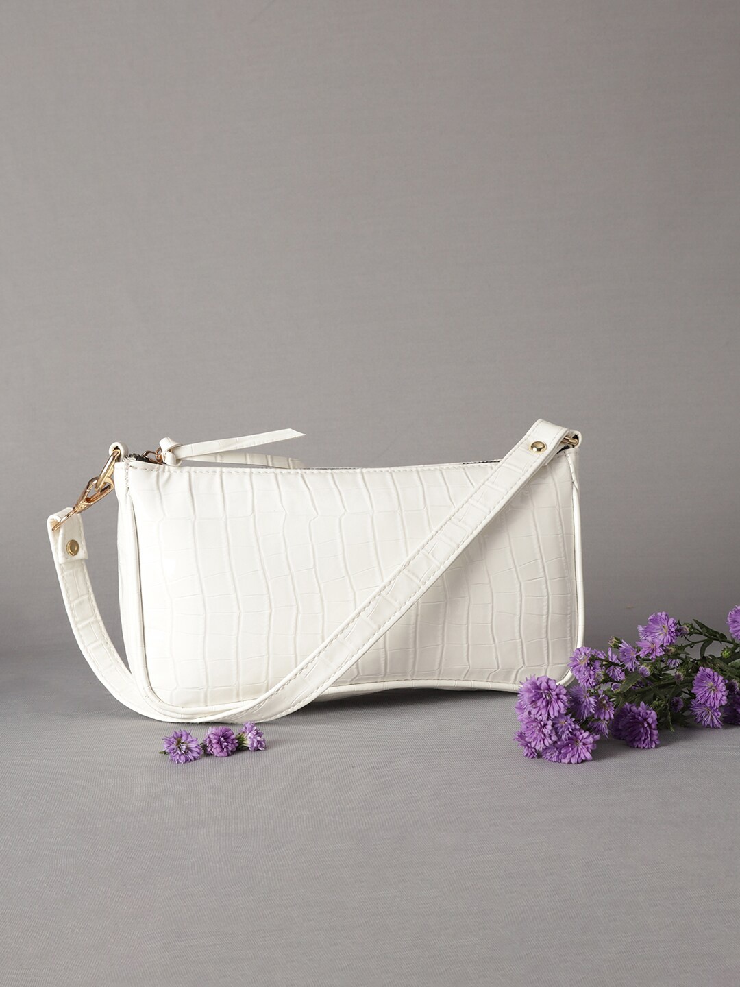 

MINI WESST Textured Structured Shoulder Bag, White