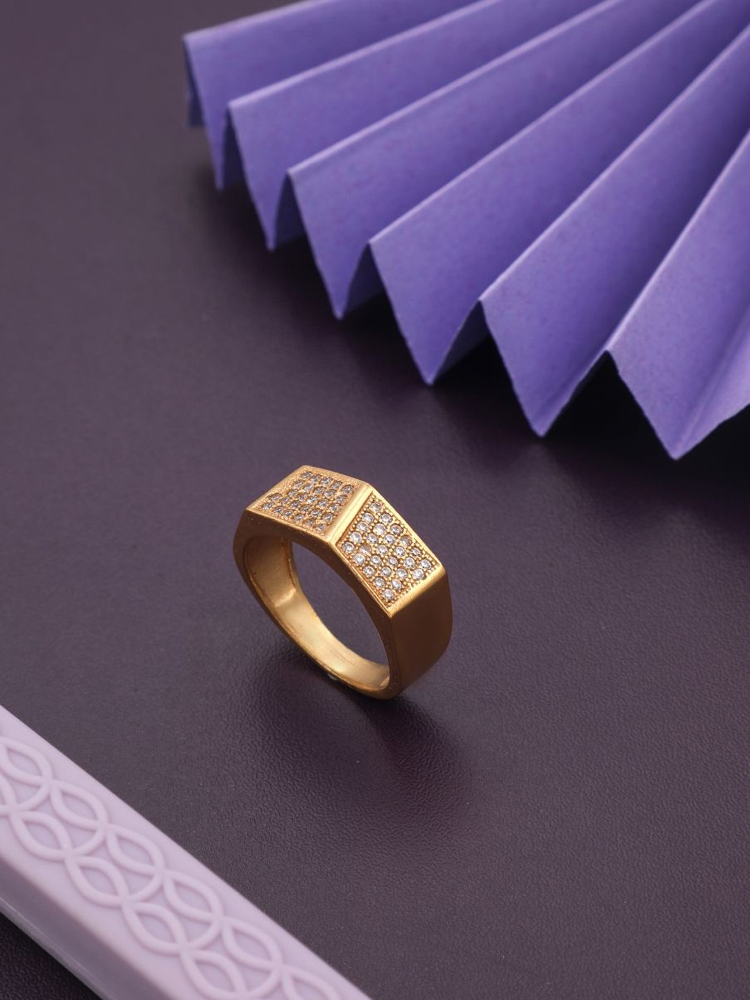 

Vita Bella Men Gold-Plated Stone Studded Finger Ring