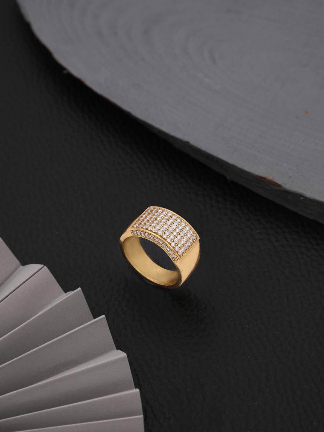 

Vita Bella Gold-Plated Stone-Studded Finger Ring
