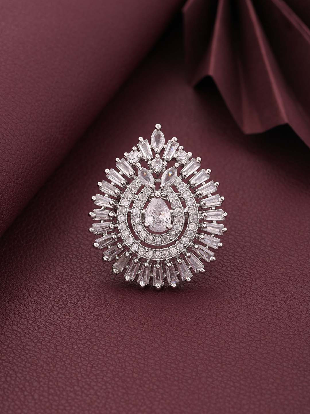 

Vita Bella Silver Plated Cubic Zirconia Finger Ring, White