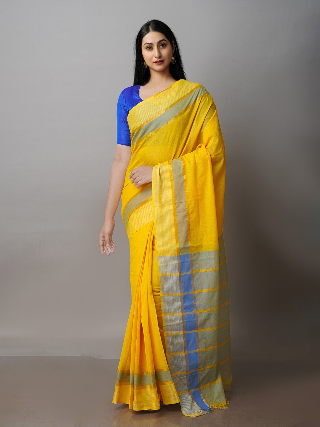 

Unnati Silks Zari Pure Cotton Mangalagiri Saree, Yellow