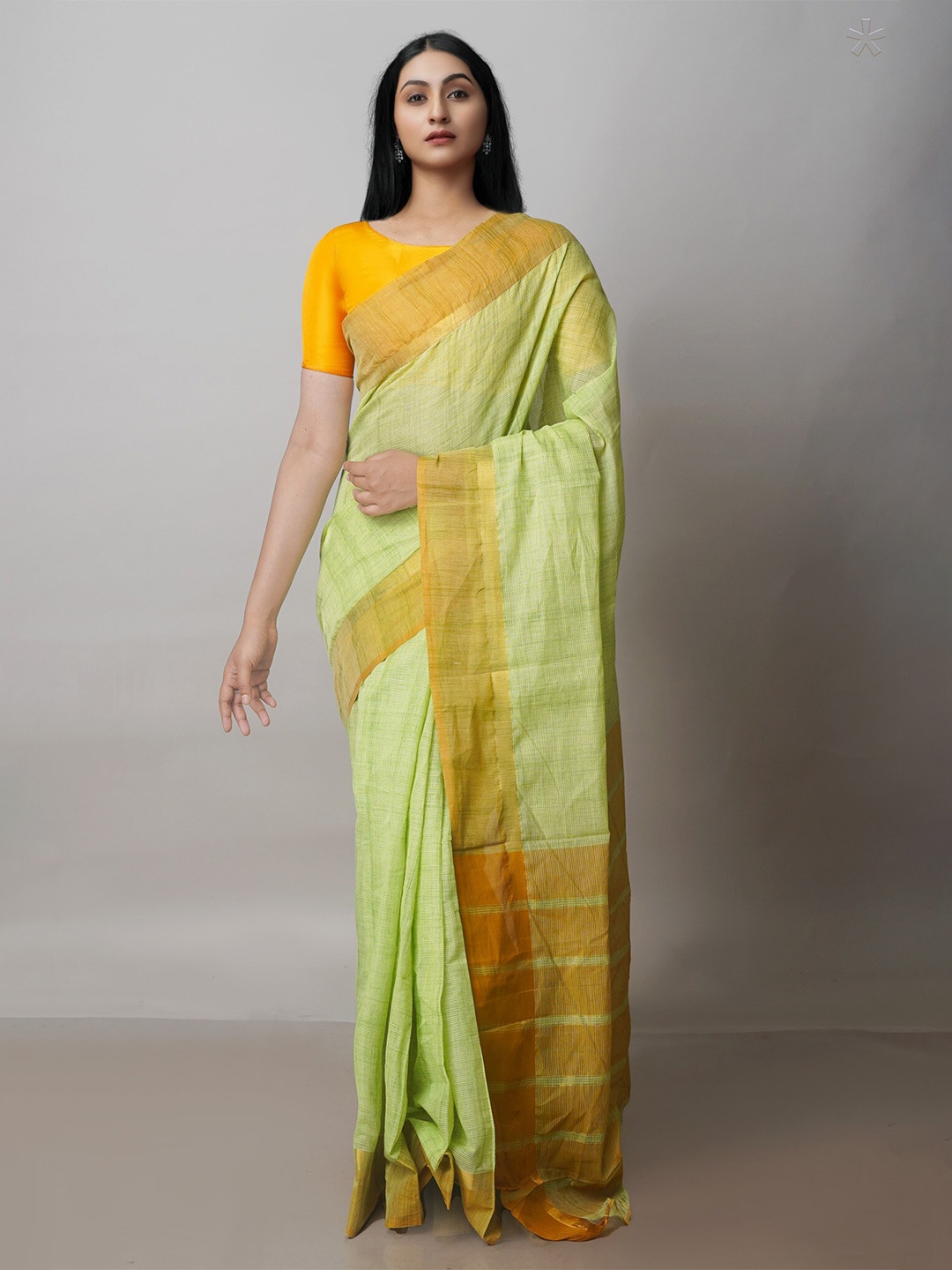 

Unnati Silks Zari Pure Cotton Mangalagiri Saree, Green
