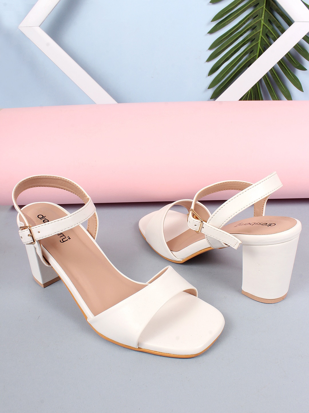 

DressBerry Open Toe Block Heels, White
