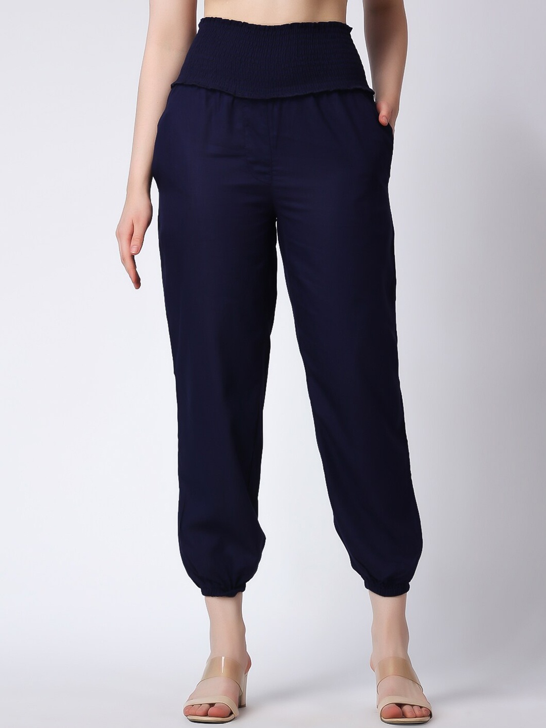 

COLOR STUDIO Women High-Rise Relaxed Easy Wash Maternity Joggers, Navy blue