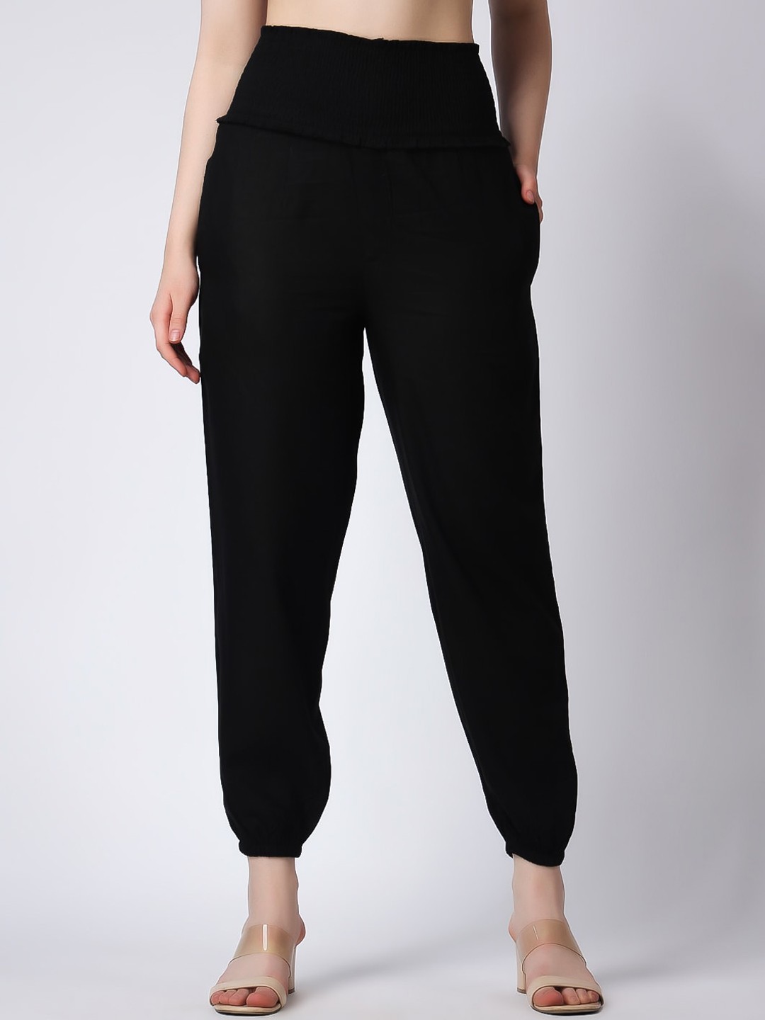 

COLOR STUDIO Women High-Rise Relaxed Easy Wash Maternity Joggers, Black